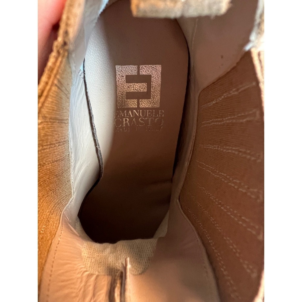 Emanuele Orasto Italy Leather Ankle Boots Block Heel Pointed Toe Size 39/8.5 - Picture 5 of 11